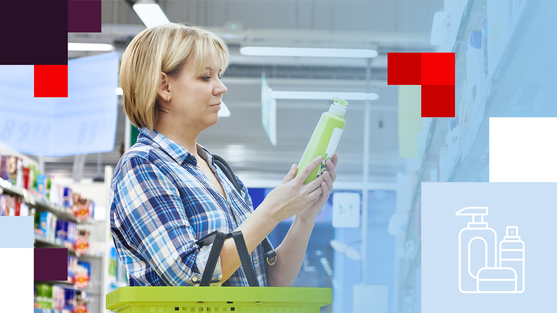 woman looking at item in retail aisle